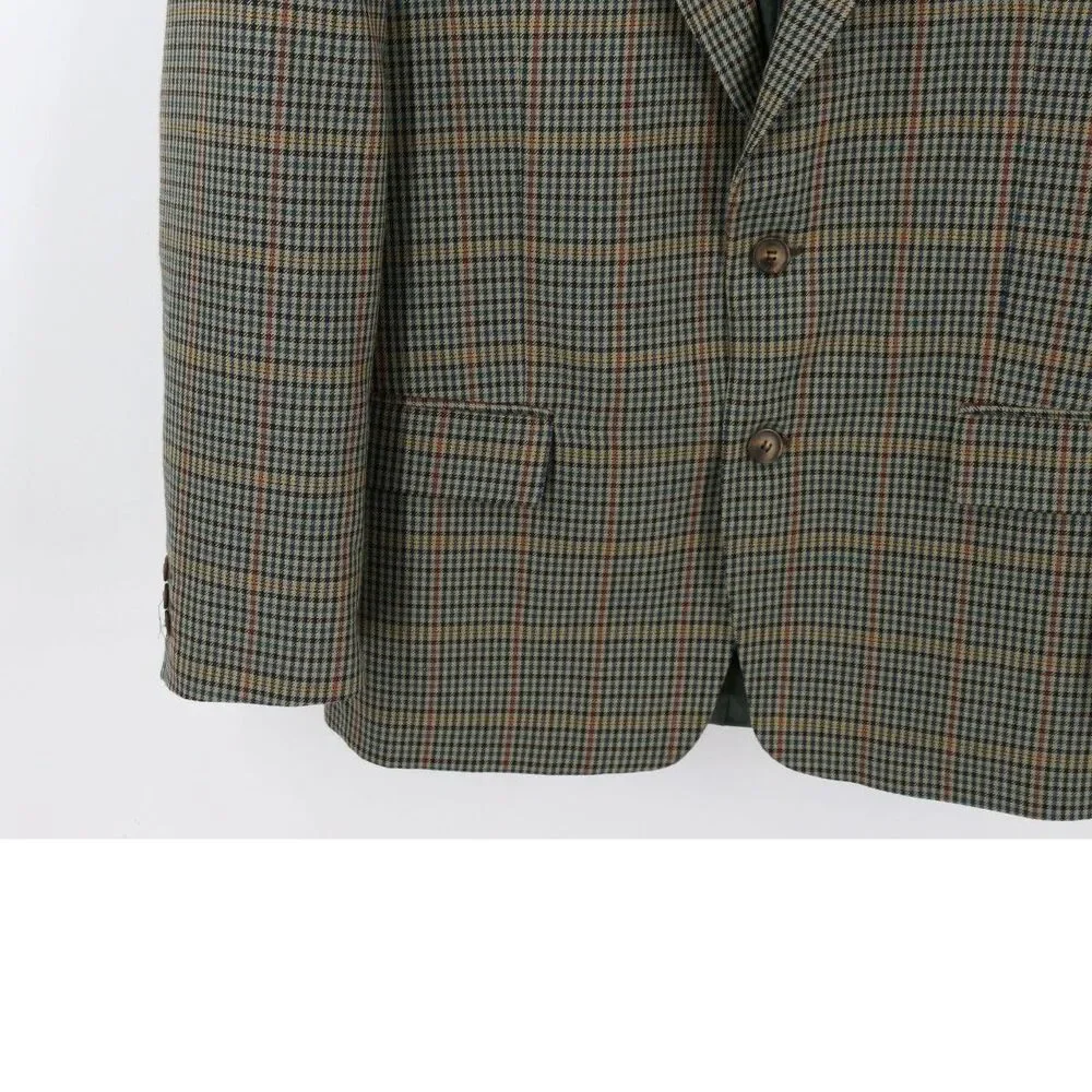 Enrico Gorlani Wool Blend Mens Sports Coat Gun Check Plaid Size 38 Classic Prep
